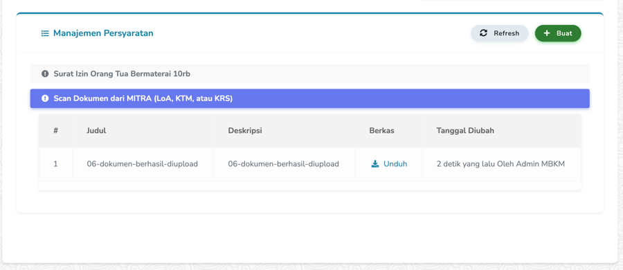 Upload Semua Persyaratan