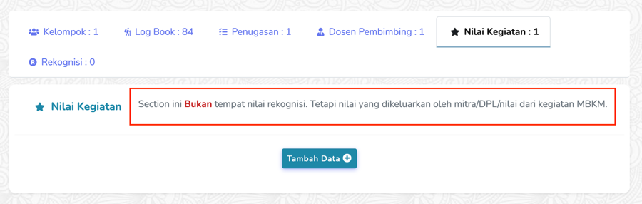 Warning perbedaan nilai
